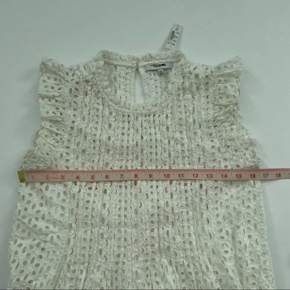 New Madewell Eyelet Ruffle Sleeve Pintuck Mini Dress - Picture 8 of 9